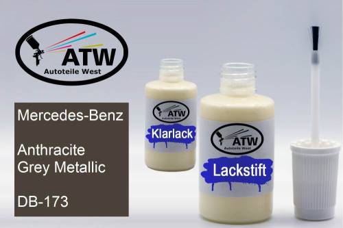 Mercedes-Benz, Anthracite Grey Metallic, DB-173: 20ml Lackstift + 20ml Klarlack - Set, von ATW Autoteile West.